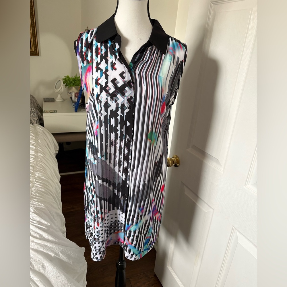 Dolcezza Michael Phillips Abstract Art Print Tunic Top Size M